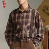 Camisa Xadrez Retrô Americana Masculina Manga Longa Outono Britânica Retrô High-End Nova Camisa Casual Jaqueta Solta Masculina