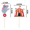 12 Peças de Toppers para Bolo de Festa de Aniversário de Carnaval Festa de Carnaval Tema Circo Decoração de Bolo Pequenos Toppers