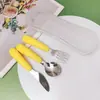 Aço inoxidável 304 Conjunto de talheres faca e garfo para crianças talheres de bebê portátil para atividades ao ar livre talheres para suplementos alimentares colher e garfo de treinamento para menores de 3 anos