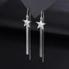 Plata de Ley S925 Estrella Láser Borla Línea de Oreja Estrella de Cinco Puntas Pendientes Largos Lujo Ligero Moda Transfronteriza Pendientes Avanzados