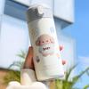 Suporte para copo térmico feminino de 380ml personalizado com formato de coração, copo de canudo fofo e compacto em formato de urso, copo de água saltitante com desenho animado para estudantes