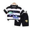Traje de ropa de verano para niño estilo coreano moderno bebé niños a rayas dibujos animados excavadora manga corta ropa infantil bebé de un año Ropa de verano