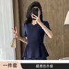 Ropa de Trabajo de Verano Profesional al por Mayor para Gerentes de Hotel, Departamento de Ventas, Uniformes de Trabajo para Tiendas de Joyería, Conjunto de Traje de Manga Corta Color Albaricoque para Mujer