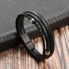 Pulsera de Cuero Tejida a Mano de Alta Gama Transfronteriza para Hombre Pulsera con Hebilla Magnética Galvanizada Joyería de Acero Inoxidable para Mujer Fabricante