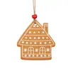 Ornamento triplo de madeira estilo retrô americano de pão de gengibre, casa de pão de gengibre, sino, floco de neve, meia de Natal, árvore de Natal, vitrine, pingente de atmosfera