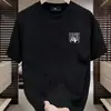 Camiseta Masculina Casual Americana Tendência Verão Estilo Hong Kong Flor de Castanha Urso Algodão Pesado Manga Curta Solta