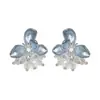 Brincos de Franja Inteligentes com Flores Azuis de Esmalte Pingado Estilo Coreano Fresco Luxo Acessível Brincos de Nicho Adequados para Mulheres no Verão