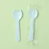 Colher-garfo descartável para bolo embalada individualmente garfo-colher para bolo e sorvete garfo para salada de frutas colher descartável para sobremesa