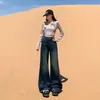 Jeans Negros de Pierna Ancha para Mujer Primavera y Otoño 2025 Nuevos Pantalones de Tiro Alto Sueltos Caídos que No se Pegan a la Pierna Acampanados de Largo Hasta el Suelo