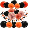 Decoración de Ventana Transfronteriza Abanicos de Papel de Colores, Bolas de Flores de Papel, Set de Formas para Bodas, Fiestas de Cumpleaños, Halloween