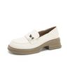 Zapatos de una sola capa para mujer, versátiles, estilo británico, zapatos de cuero pequeños para mujer, profesionales, con mariposa metálica, primavera y otoño, planos, sin cordones, amor, gruesos