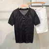 Camiseta tipo polo de punto raglán de manga corta para hombre, de verano, con patrón de panal, informal, versátil, con solapa, de manga media