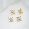 Estrela Geométricas Redondas Ovais Retangulares Zircônio Colorido Banho de Ouro 14K Fio de Contas Separadas em Duas Fileiras com Três Furos Acessórios de Pérolas para DIY