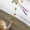 Pelota colorida frutal con palo largo, duradero y masticable, juguete para gatos de caqui, juguete autoentretenido para gatitos