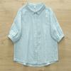 Camisa de algodón de doble capa de hilo japonés de cinco mangas para mujer, verano, exportación, alta calidad, suave, amigable con la piel, transpirable