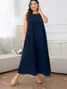 Vestido de una pieza para mujer Tallas Grandes Dropshipping Color Sólido Holgado Adelgazante Temperamento Caída Estilo Largo Transfronterizo Vestido de Noche Nuevo