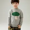 Suéter Tejido 100% Lana Pura Infantil Dibujo Animado Hongo Jacquard Suéter de Cachemira para Niñas Suéter Grueso Lindo de Moda
