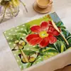 Manteles Individuales de Lino con Estampado Floral Retro Primavera 2026 Venta al por Mayor Decoración de Ambiente de Restaurante Esteras Aislantes del Calor Antideslizantes