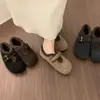 Sapatos Birkenstock Retrô de Nicho Feios para Mulheres com Parte Externa de Veludo, Fechamento Interno com Velcro, Aumento de Altura, Sapatos Mary Jane com Parte Externa Peluda