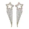Pendientes de Borla Estrella de Esquina de Circonita Aguja de Plata Estilo Coreano de Moda de Nicho Diseño de Perno para Oreja Todo Fósforo Elegante Completo de Diamante Oreja