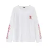 Camiseta de Manga Longa com Estampa de Cruz Sânscrita Estilo Retrô Americano para Mulheres, Novo Estilo de Verão, Solta, Casual, Estilo Preguiçoso, Top Versátil