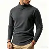 Comercio exterior transfronterizo producto nuevo otoño e invierno: Camiseta térmica de manga larga para hombre, color liso, cepillada por ambos lados, con cuello alto medio termostático
