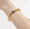 Novo bracelete de turmalina amarela natural estilo chinês combinado com pedra olho de tigre, perfeito para transmissões ao vivo em plataformas como Douyin e Xiaohongshu, um bracelete luxuoso