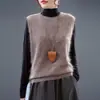 Chaleco de punto sin mangas con cuello redondo para mujer, hecho de lana, cachemir y seda, con acabado cepillado, adecuado para usar en capas como un chaleco suéter exterior, Otoño/Invierno 26