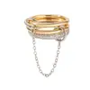 Anillo Envolvente de Apilamiento Multicapa con Incrustaciones de Circonita de Cobre Estilo Ins Nicho Anillo para Dedo Acero de Titanio Joyería de Mano