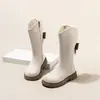 Botas de Piel para Niñas Estilo Otoño/Invierno 2026 Botas Largas de Caña Alta con Cordones para Niños Botines Elegantes y Modernos para Niñas Botas tipo Martin