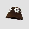 Sombrero Blanco Estilo Jingting para Mujer Sombrero de Pescador de Ganchillo Hecho a Mano Japonés de Punto Hueco Versátil de Lana para Otoño e Invierno
