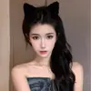 Diadema Negra de Felpa con Orejas de Gato para Mujer, Pinza para el Pelo Linda para Lavarse el Cabello, Tocado de Alta Gama, Accesorios para el Pelo de Oso Explosivos para Halloween