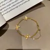 Libro Rojo Pequeño Mismo Estilo Francés Estilo Medio Pulido Diamante Pulido Pulsera de Mariposa para Mujer Moda de Gama Alta Pulsera Apilable Versátil