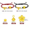 Flor de Melocotón Campanilla Cuentas Doradas de Buena Suerte Pulsera de Cuerda Roja Nueva para Mujer Pulsera Trenzada de Cuentas Doradas Regalo para Mejor Amiga