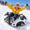 Anel de neve inflável novo, transfronteiriço, resistente ao frio e espessado, com design de grafite de panda, formato redondo, para brincadeiras na neve ao ar livre no inverno