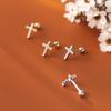 Brincos de Prata Nalan S925 para Mulheres com Brincos de Cruz de Linha Elegantes e Diamantes Completos G9425