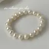 Pulseira Elástica de Pérolas de Água Doce Coreanas Ouni para Mulheres, Estilo Francês Leve Luxo Moda Ins Diária Versátil Elegante Acessório de Mão