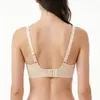Ropa Interior de Mujer Tallas Grandes Europea y Americana Malla de Lunares Transpirable Sujetador sin Costuras Tira de Gel Soporte Suave Sujetador Cómodo