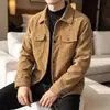 Nueva Chaqueta de Pana Otoño e Invierno Nueva Solapa Marca Trendy para Hombre Top Retro Multibolsillos Chaqueta de Trabajo Guapo