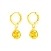 Nuevos pendientes pequeños de bola hueca imitación oro 24k para mujer, pendientes simples de oro vietnamita retro cortos