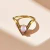 Anillo Oumika de acero inoxidable ajustable con forma de V de diamante y circón 5A, sin decoloración, moda, lujo, anillo para el dedo