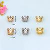 Chapado en Oro de 14K Conserva el Color Corona Agujero Grande Cuentas Micro-pavimentadas Zirconia Flor Sombrero Anillo Cuentas Separadas Accesorios para Joyería Hecha a Mano DIY