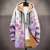 Chaqueta de Estilo Nuevo Transfronteriza con Patrones Multicolor, Cremallera de 6 Elementos, Cárdigan con Capucha, Abrigo de Algodón Polar Engrosado de Invierno con Forro Amarillo