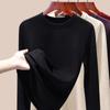 Ropa interior térmica de polar cálido de seda para mujer, top de primavera con forro polar, camiseta de una sola pieza de capa base de lana para invierno