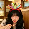 Sombrero de Cumpleaños Hecho a Mano de Color Dopamina con Palo Retorcido, Diadema Decorativa para Niñas y Niños, Accesorios para Fotos de Ambiente de Fiesta