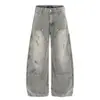 Jeans Vintage Desgastados y Rotos con Diseño de Costuras Visibles para Hombre, Nuevo Estilo de Invierno, Pantalones Anchos de Trabajo Holgados Estilo Páramo para Mujer