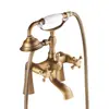 Set de Ducha de Pared Retro Europeo de Latón Negro Antiguo Cromado Tipo Columna Grifo de Bañera Sencillo