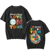 Camiseta Redonda de Algodón 100% Puro para Hombre Harys House Love on Tour Verano Holgada Casual Manga Corta