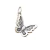 S999 Prata Pura Estéreo Retrô Pingente Borboleta Vazada Pingente Pulseira de Corda Trançada à Mão Colar Acessórios DIY Feitos à Mão