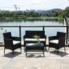 Cadeira de vime para pátio externo, mesa de chá, quatro peças, jardim, terraço, villa, cadeira de vime, combinação de lazer, móveis de hotel